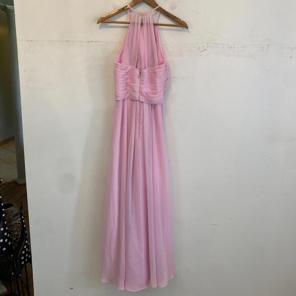 JJs HOUSE bubblegum pink high neck maxi bridesmaid dress sz 6 - Picture 4 of 6